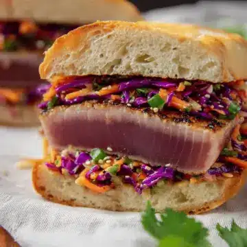 Home » Main dishes Seared tuna sandwich with Asian sesame slaw