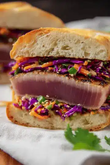 Home » Main dishes Seared tuna sandwich with Asian sesame slaw
