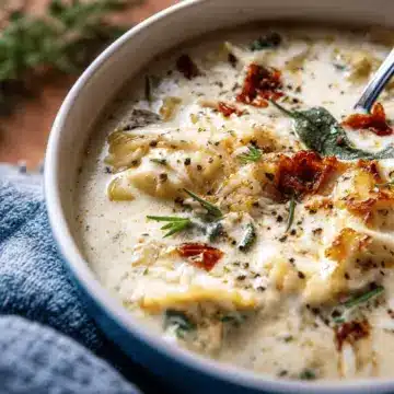 Creamy White Lasagna Soup.