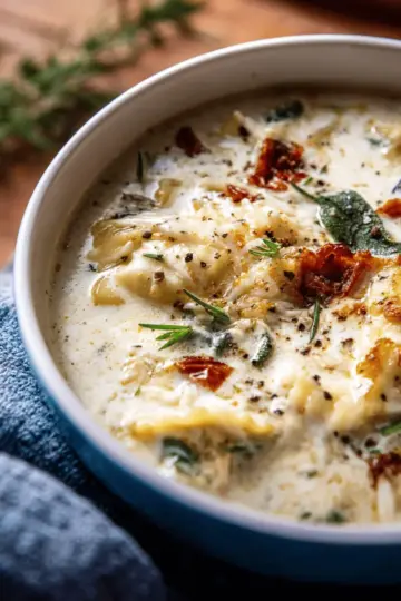 Creamy White Lasagna Soup.