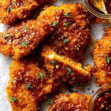 Baked Crunchy Hot Honey Chicken.