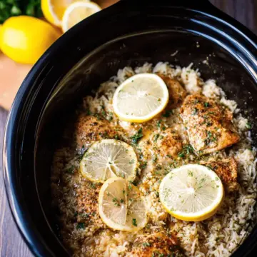 Slow Cooker Lemon Pepper Chicken with Rice