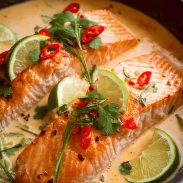 Poached Salmon in Coconut Lime Sauce