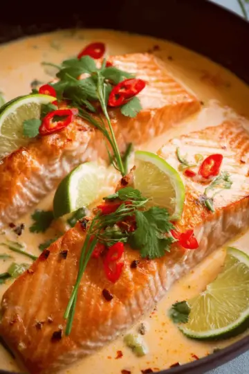 Poached Salmon in Coconut Lime Sauce