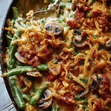 Green Bean Casserole with Bacon and Mushrooms