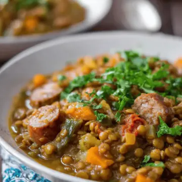 Slow Cooker Lentil and Spicy Sausage Stew