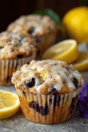 Bakery Style Lemon Blueberry Muffins