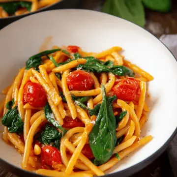 One Pot Pasta with Spinach and Tomatoes