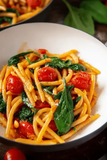 One Pot Pasta with Spinach and Tomatoes