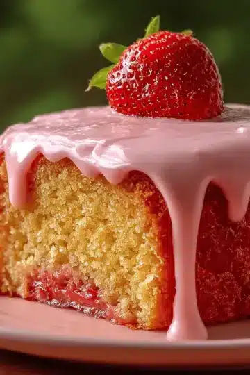 Strawberry Honeybun Cake with Creamy Strawberry Icing Recipe