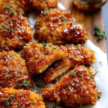 Baked Crunchy Hot Honey Chicken.