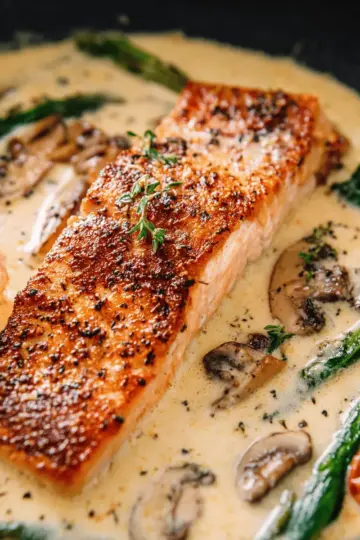 Tuscan Salmon with Parmesan Cream Sauce