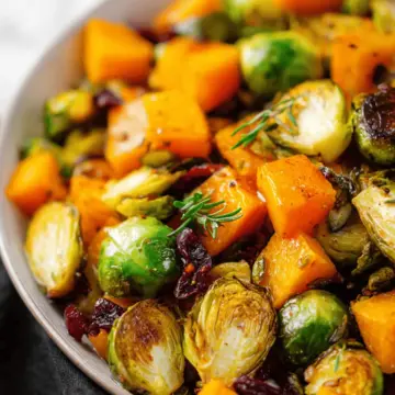 Roasted Butternut Squash and Brussels Sprouts