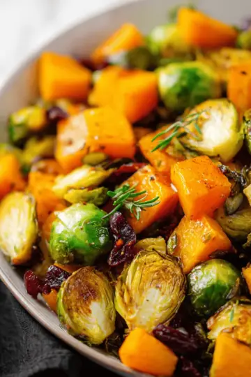 Roasted Butternut Squash and Brussels Sprouts