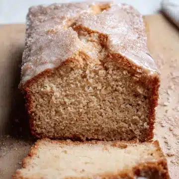 Apple Cider Donut Loaf with Cinnamon Sugar Topping