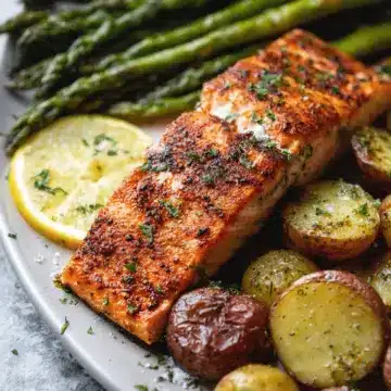 Sheet Pan Salmon and Asparagus with Potatoes