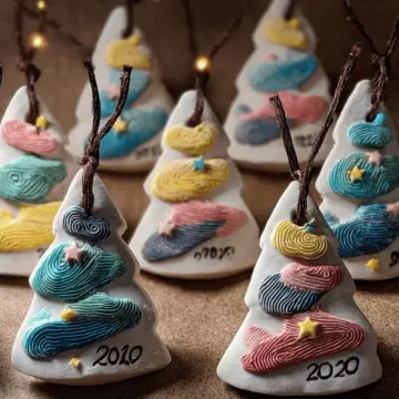 Salt Dough Fingerprint Christmas Tree Ornaments