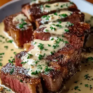 Juicy Steak with Creamy Garlic Sauce