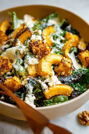 Autumn Caesar Salad with Roasted Delicata Squash Croutons