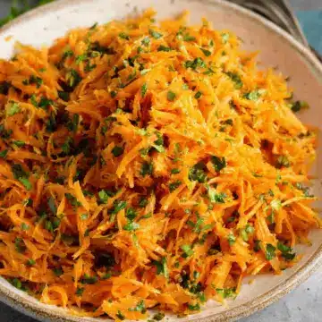 French Grated Carrot Salad with Lemon Dijon Vinaigrette