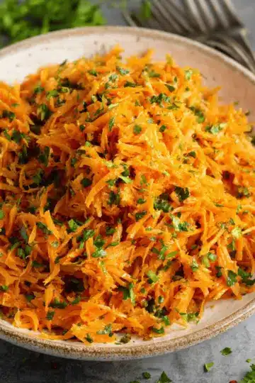 French Grated Carrot Salad with Lemon Dijon Vinaigrette