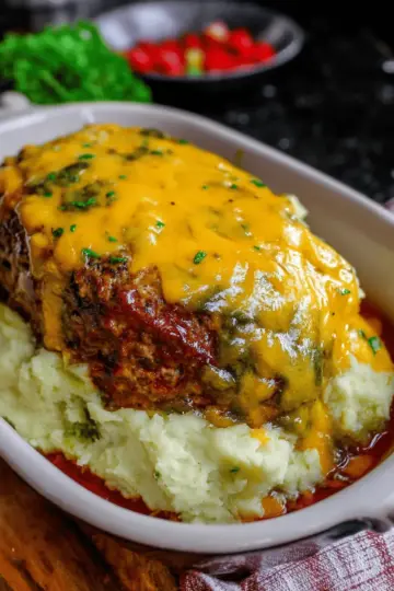 Meatloaf with Mashed Potatoes and Cheese