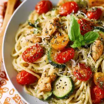 Parmesan Zucchini Tomato Chicken Spaghetti