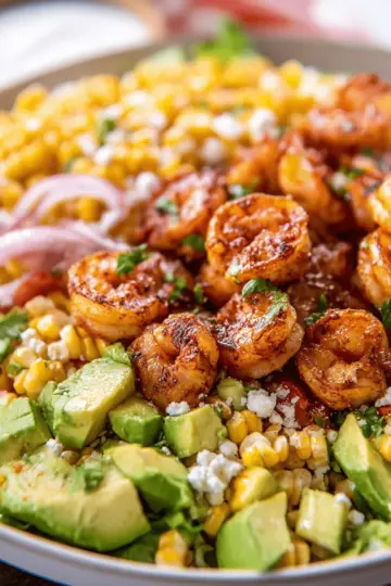 Mexican Street Corn Shrimp and Avocado Salad