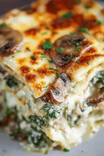 Creamy Spinach and Mushroom Lasagne