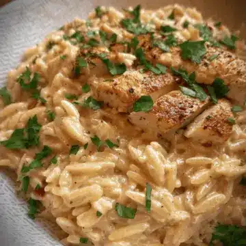One Pan Cajun Chicken Alfredo Orzo