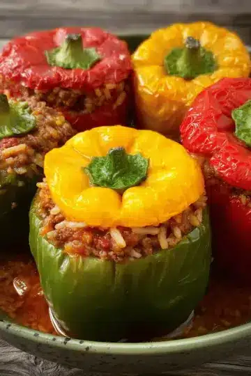 Stuffed Bell Pepper with Ground Beef and Rice