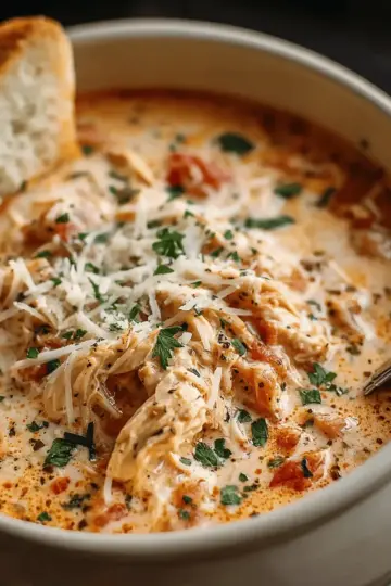 Crock Pot Creamy Chicken Parmesan Soup