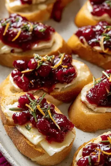 Simple Cranberry Brie Crostini