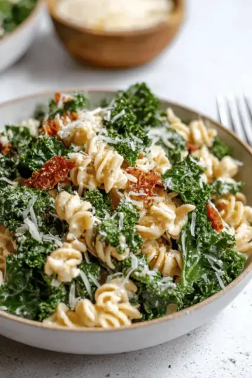 Kale Caesar Pasta Salad