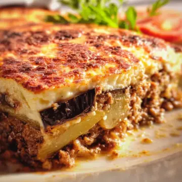 Traditional Moussaka recipe with eggplants (aubergines) and potatoes