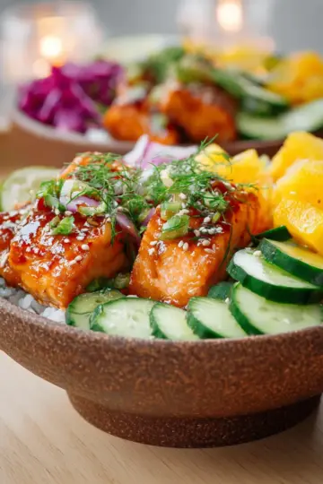Honey Glazed Salmon Bowls