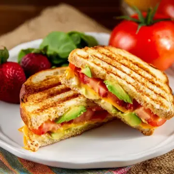 Sharp Cheddar, Avocado, and Tomato Panini