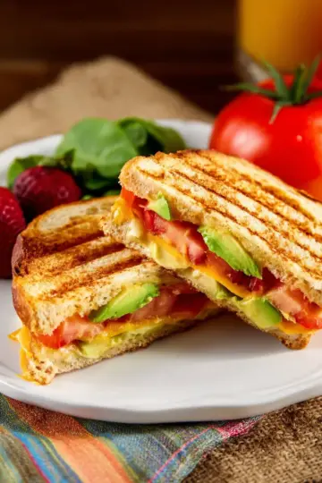 Sharp Cheddar, Avocado, and Tomato Panini