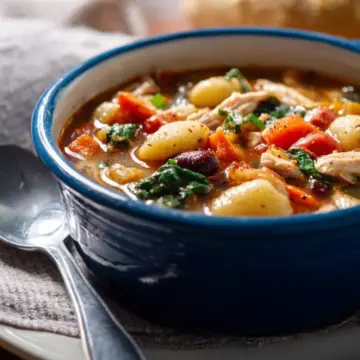 Hearty Italian Chicken and Autumn Veggie Soup with Gnocchi