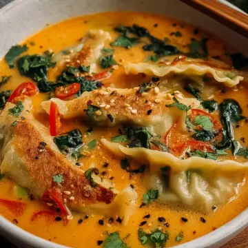 Thai Coconut Curry Potsticker Soup