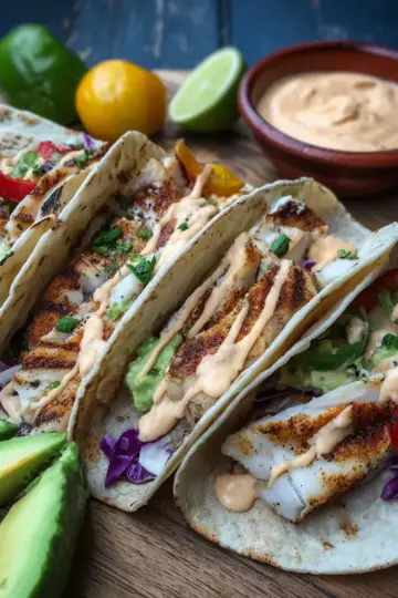 Grilled Fish Tacos Spicy Mayo