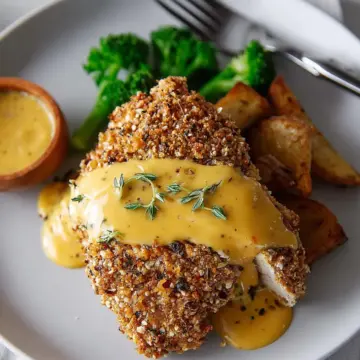 Pretzel Chicken with Cheddar-Mustard Sauce