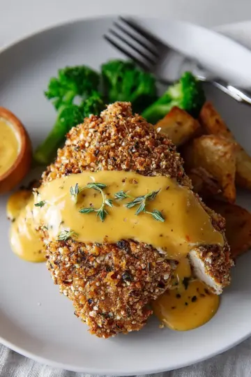 Pretzel Chicken with Cheddar-Mustard Sauce