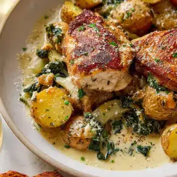 Chicken and Potatoes with Garlic Parmesan Cream Sauce