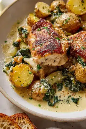 Chicken and Potatoes with Garlic Parmesan Cream Sauce