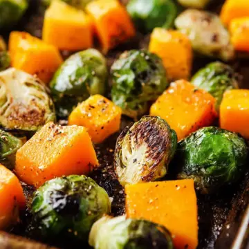 Roasted Brussels Sprouts and Butternut Squash
