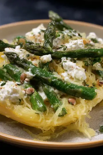 Spaghetti Squash with Asparagus, Ricotta, Lemon, and Thyme