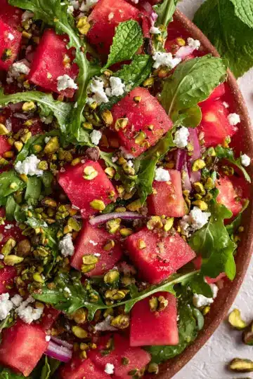 Watermelon Arugula Salad with Feta & Pistachios