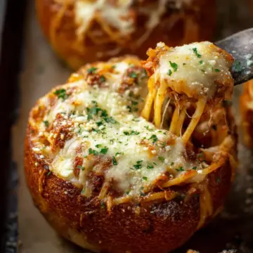 Spaghetti Garlic Bread Bowls