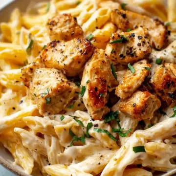 Garlic Butter Chicken Bites with Creamy Pasta
